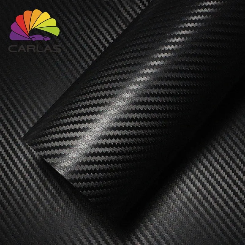 Carlas Carbon Fiber Vinyl Car Film Stretchable Car Film Protection Black 3D Self Adhesive Carbon Fiber Vinyl Stickers