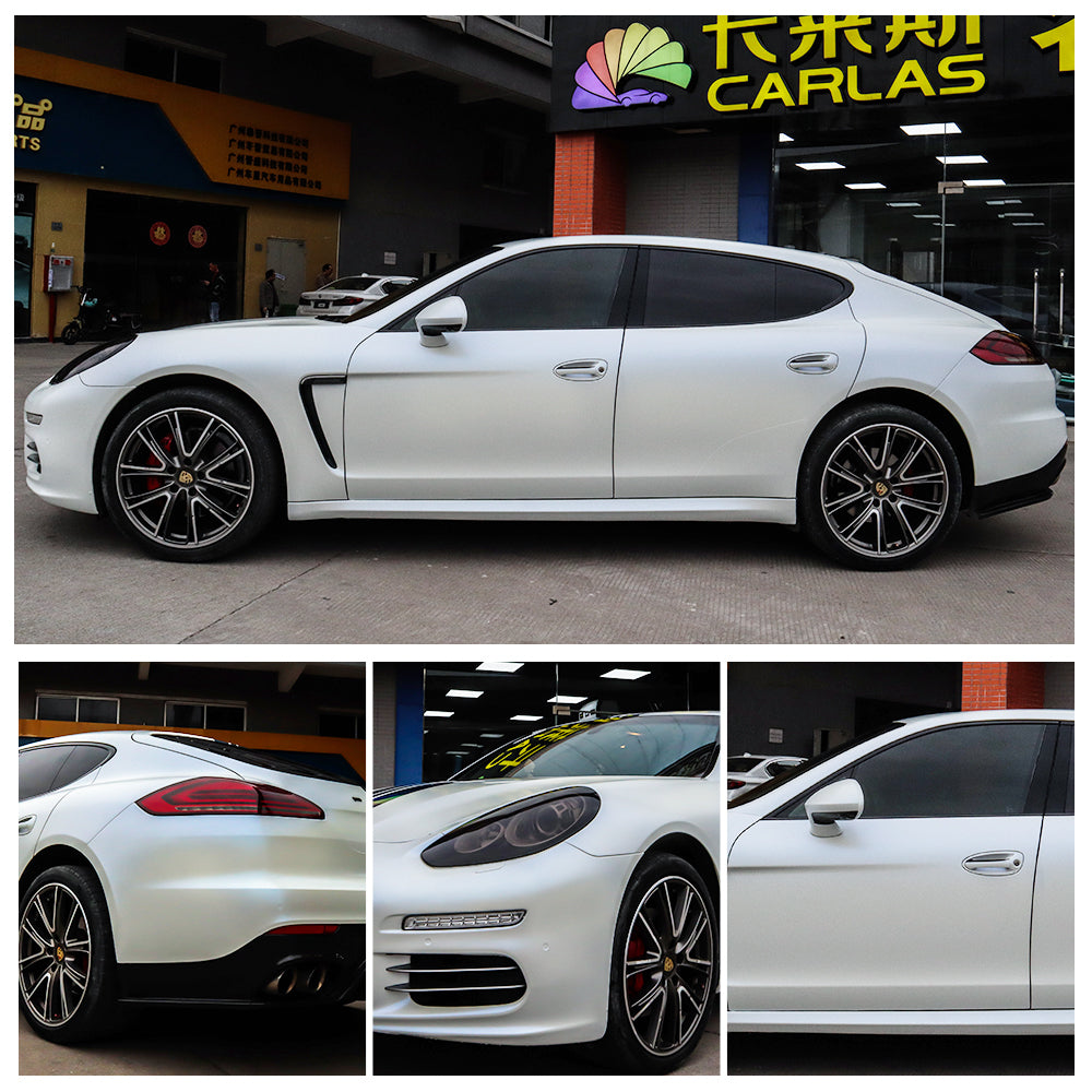 CARLAS 1.52*16.5M PVC Material Metal Pearl White Vinyl Wrap Film Sticker Auto Color Changing Film