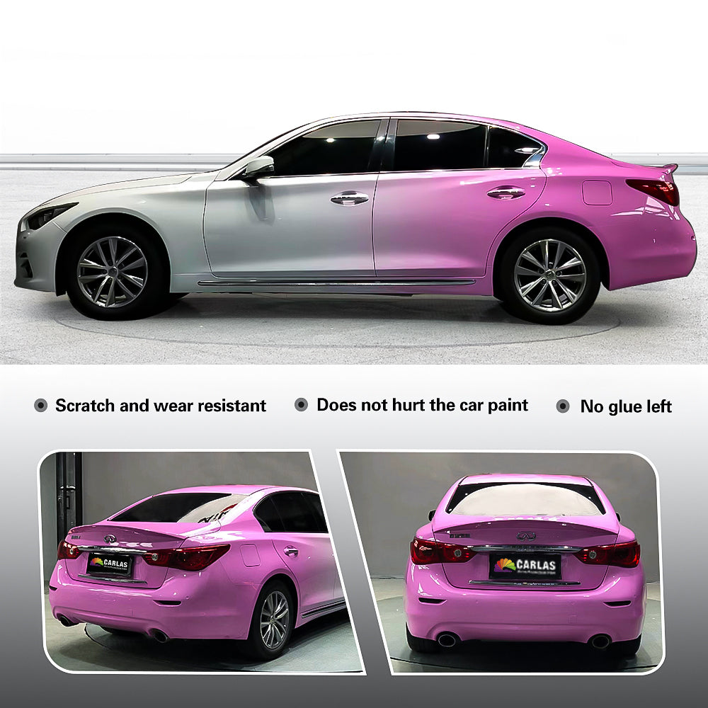 Carlas PVC Custom Pink to White Gradient Vehicle Wrap Printing Sticker Car Wrap Vinyl Film Auto Color Changing Film