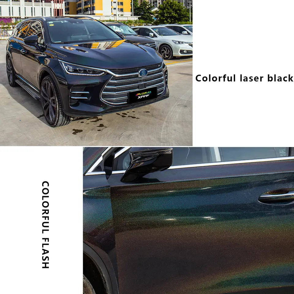 CARLAS New Car TPU Wrap Rainbow Laser Black Paint Protection Film Color PPF