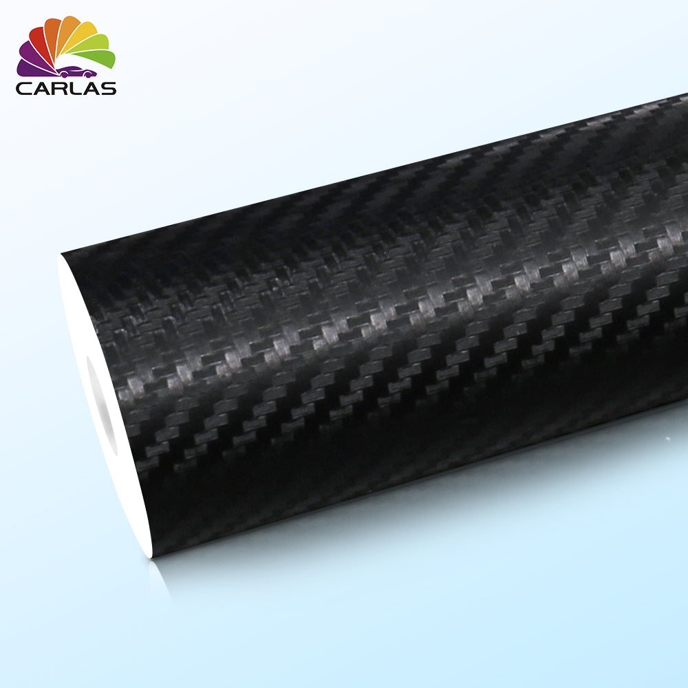 Carlas Carbon Fiber Vinyl Car Film Stretchable Car Film Protection Black 3D Self Adhesive Carbon Fiber Vinyl Stickers