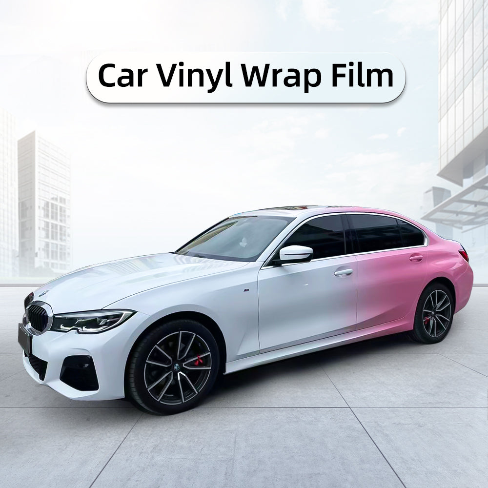 Carlas PVC Custom Pink to White Gradient Vehicle Wrap Printing Sticker Car Wrap Vinyl Film Auto Color Changing Film