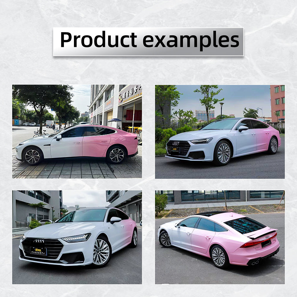 Carlas PVC Custom Pink to White Gradient Vehicle Wrap Printing Sticker Car Wrap Vinyl Film Auto Color Changing Film