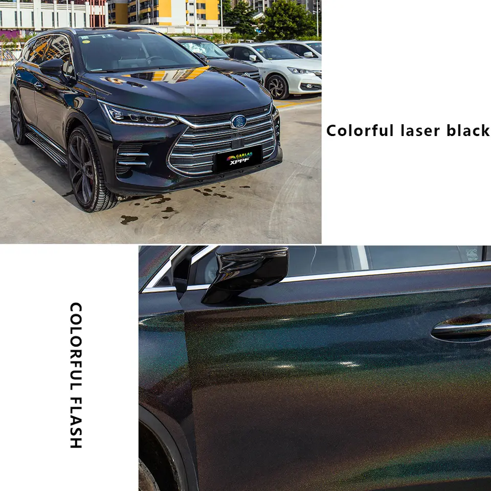 Carlas 1.52*16.5m/roll Upscale Rainbow Black TPU Car Color Paint Protection Film Custom Colorful PPF