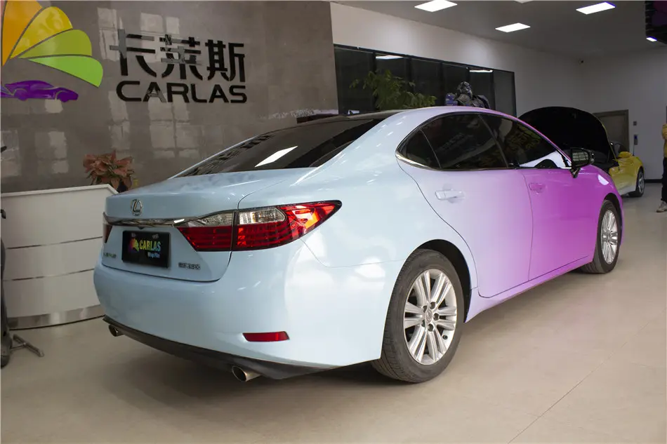 Carlas PVC Custom Pink to White Gradient Vehicle Wrap Printing Sticker Car Wrap Vinyl Film Auto Color Changing Film