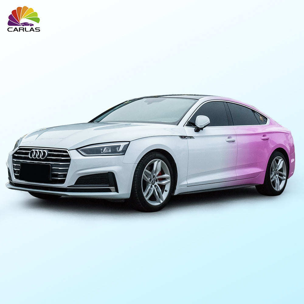 Carlas PVC Custom Pink to White Gradient Vehicle Wrap Printing Sticker Car Wrap Vinyl Film Auto Color Changing Film