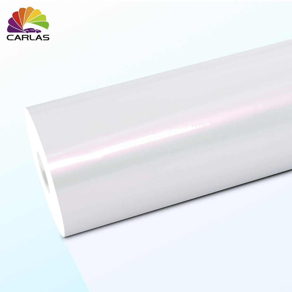 CARLAS 1.52*16.5M PVC Material Metal Pearl White Vinyl Wrap Film Sticker Auto Color Changing Film