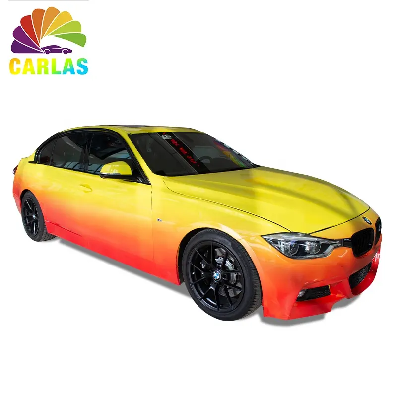 Carlas 1.52*18M/roll Black to Red Gradient Car Vinyl Wrap Film Auto Vehicle Body Color Changing Wrapping Film