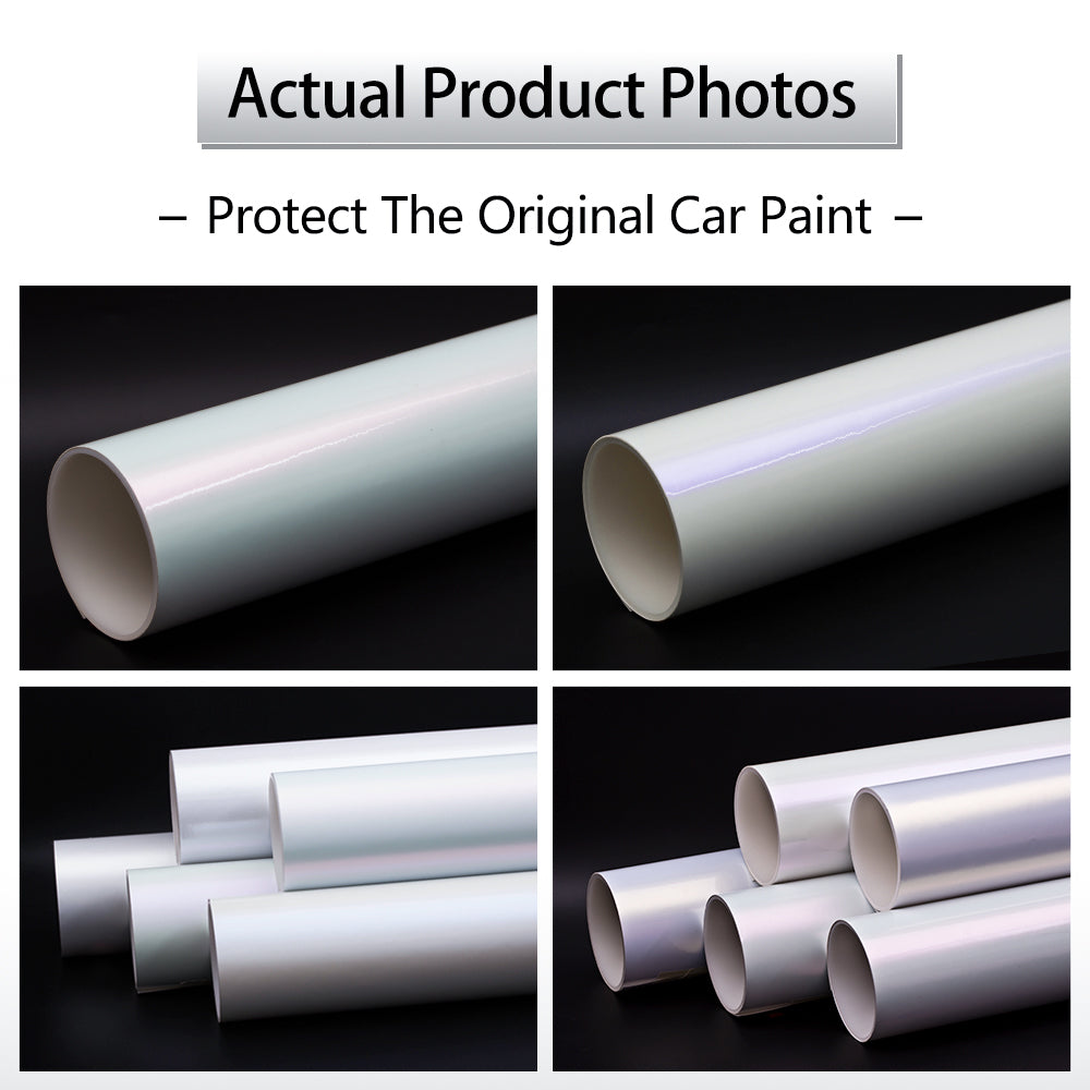 CARLAS 1.52*16.5M PVC Material Metal Pearl White Vinyl Wrap Film Sticker Auto Color Changing Film