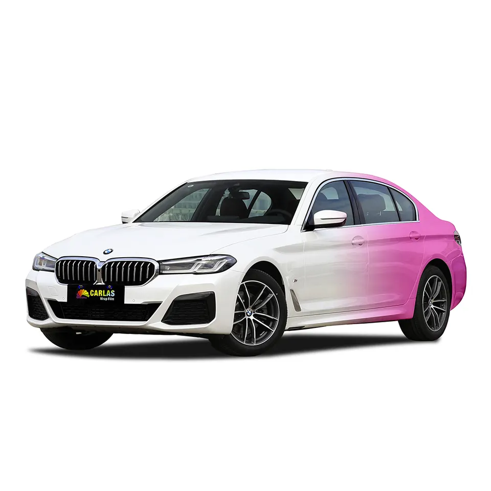 Carlas PVC Custom Pink to White Gradient Vehicle Wrap Printing Sticker Car Wrap Vinyl Film Auto Color Changing Film